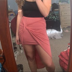 Hi low knotted fitted skirt